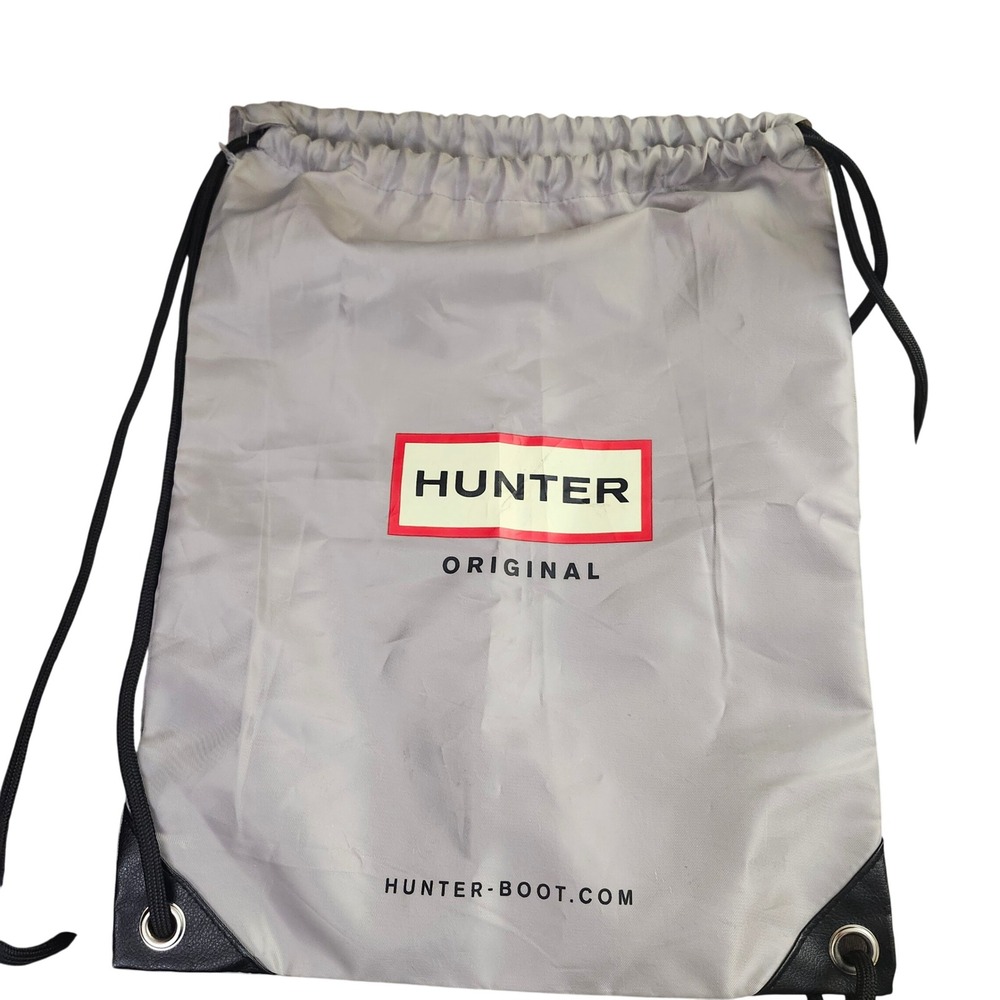 Hunter Original Grey Nylon Drawstring Backpack Cinch Bag Logo Sport Gym Sackpack
